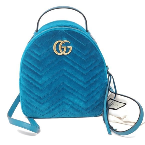 Gucci Handbags - Auth Gucci Marmont GG Velvet Backpack Bag